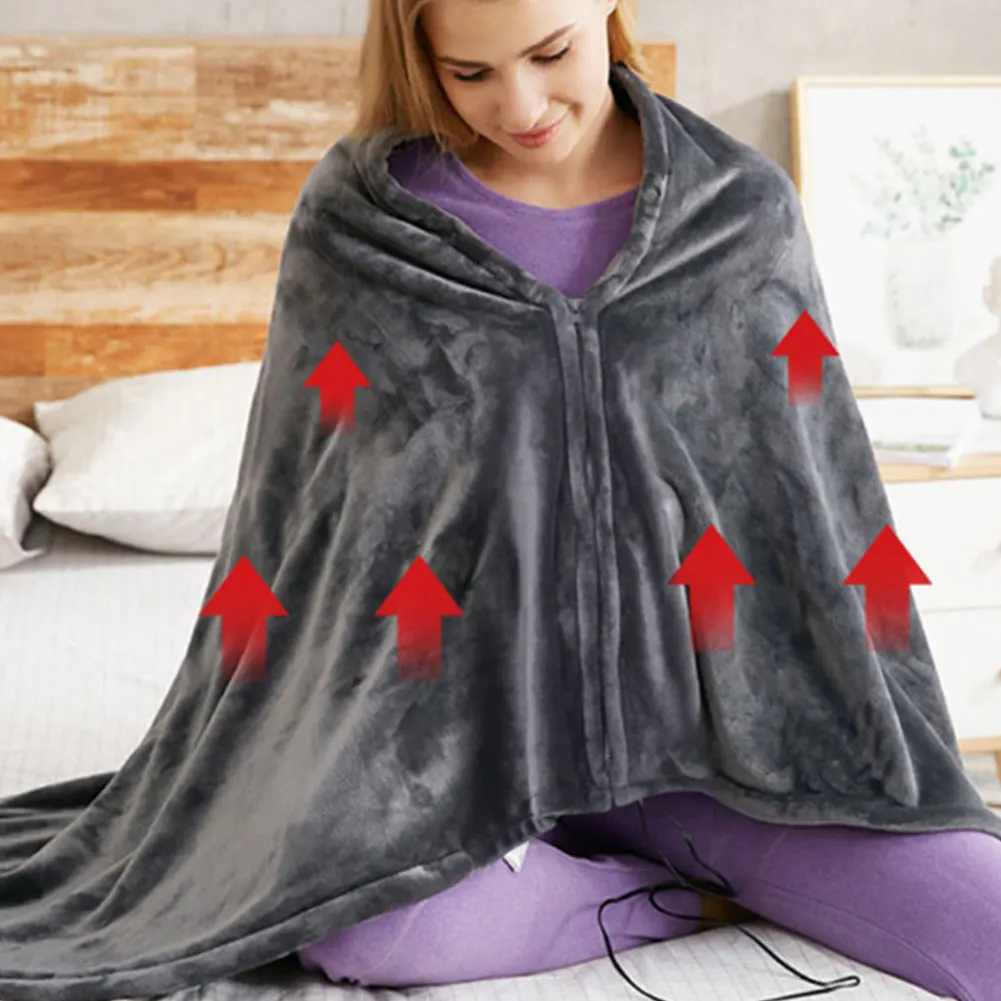 Description Picture 6 of itemUSB Electric Heated Blanket Coral Velvet 3 Heating Levels Body Warmer Shawl Throw Blanket Thermal Winter Quickly Heated Cape Pad