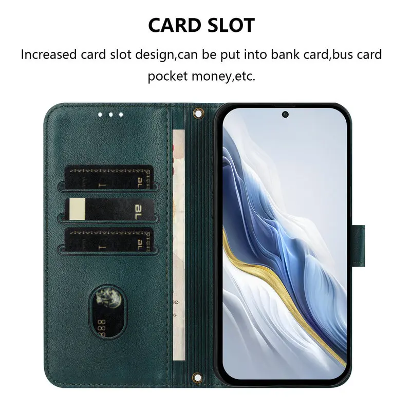 Leather Flip Wallet Case with Magnetic Closure