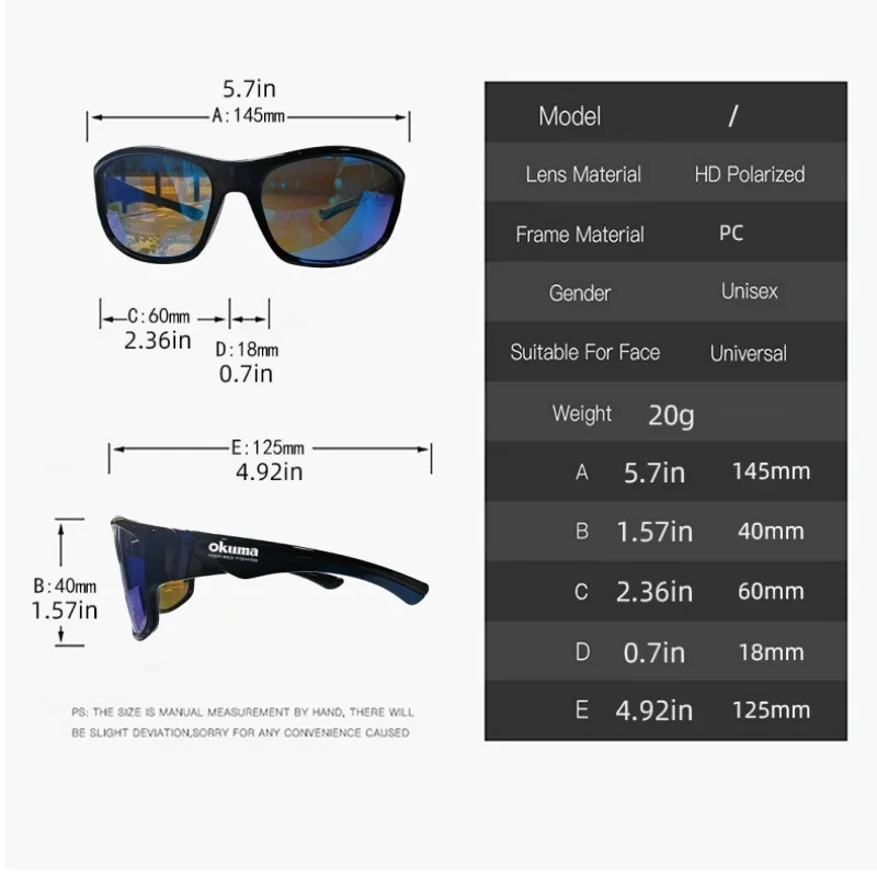 오쿰 패션 편광 안경 UV400, 눈부심 방지, 방풍 기능, 사이클링, 운전, 낚시, 하이킹 등에 적합