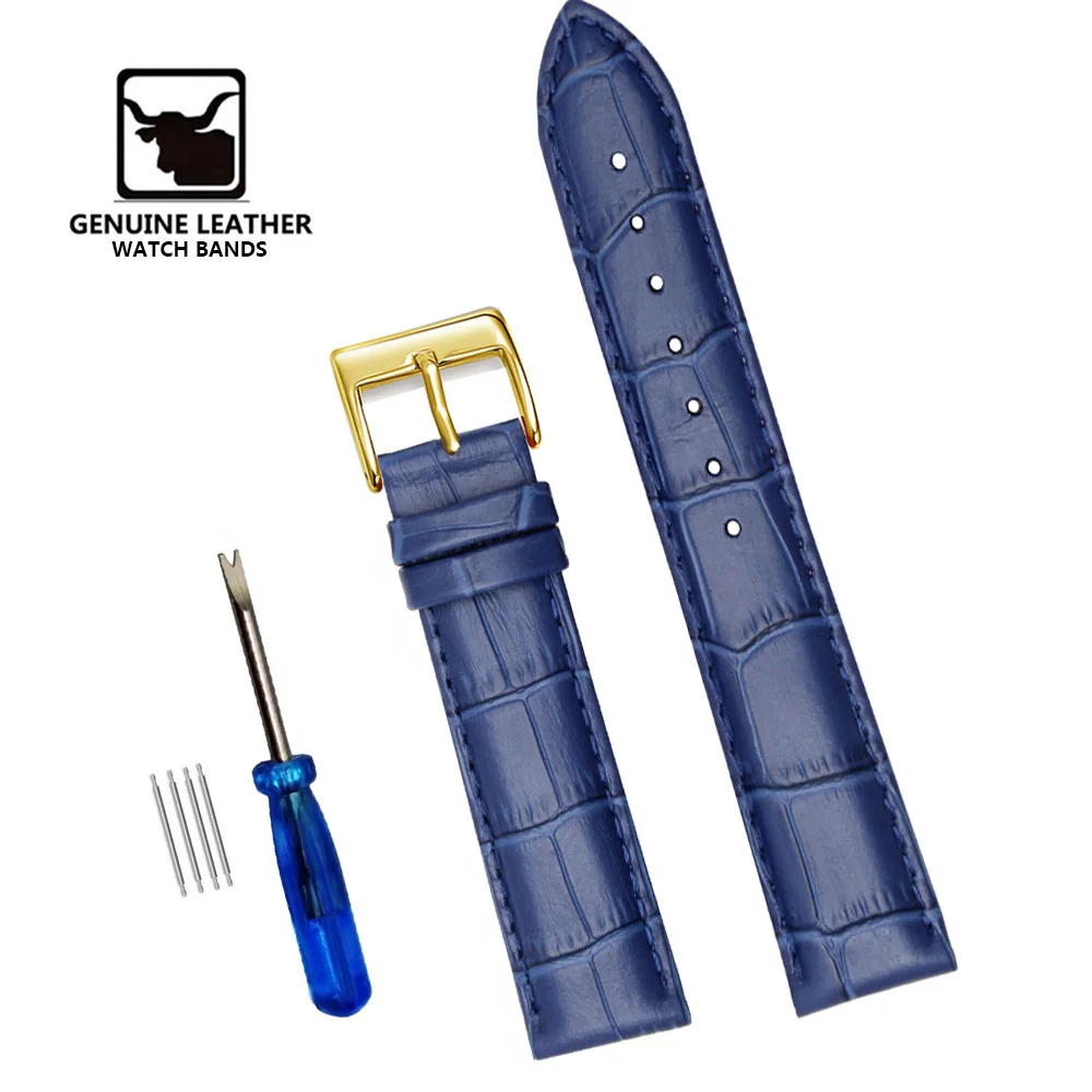 Luxurious Genuine Leather Watch Band Strap with Tool - High-Quality Wrist Belt Bracelet