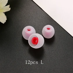 Premium Silicone Earphone Covers - 12 - Pack Replacement Earbud Tips and Cushions (White red L)
