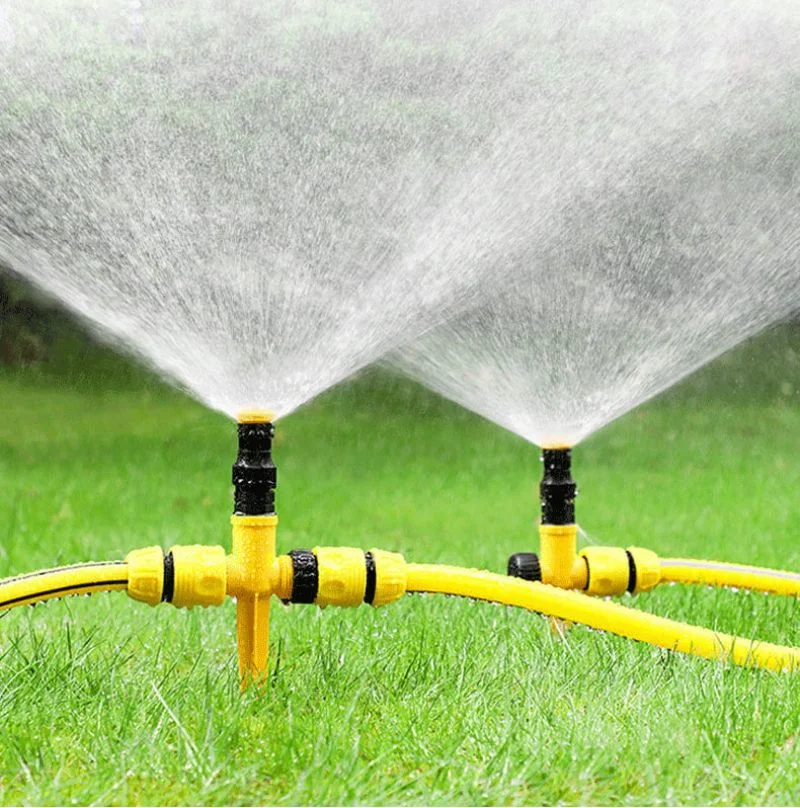 360&deg; Rotation Auto Irrigation System Garden Lawn Automatic Sprinklers Adjustable Spray Nozzles Rotating Tripod Sprinkler