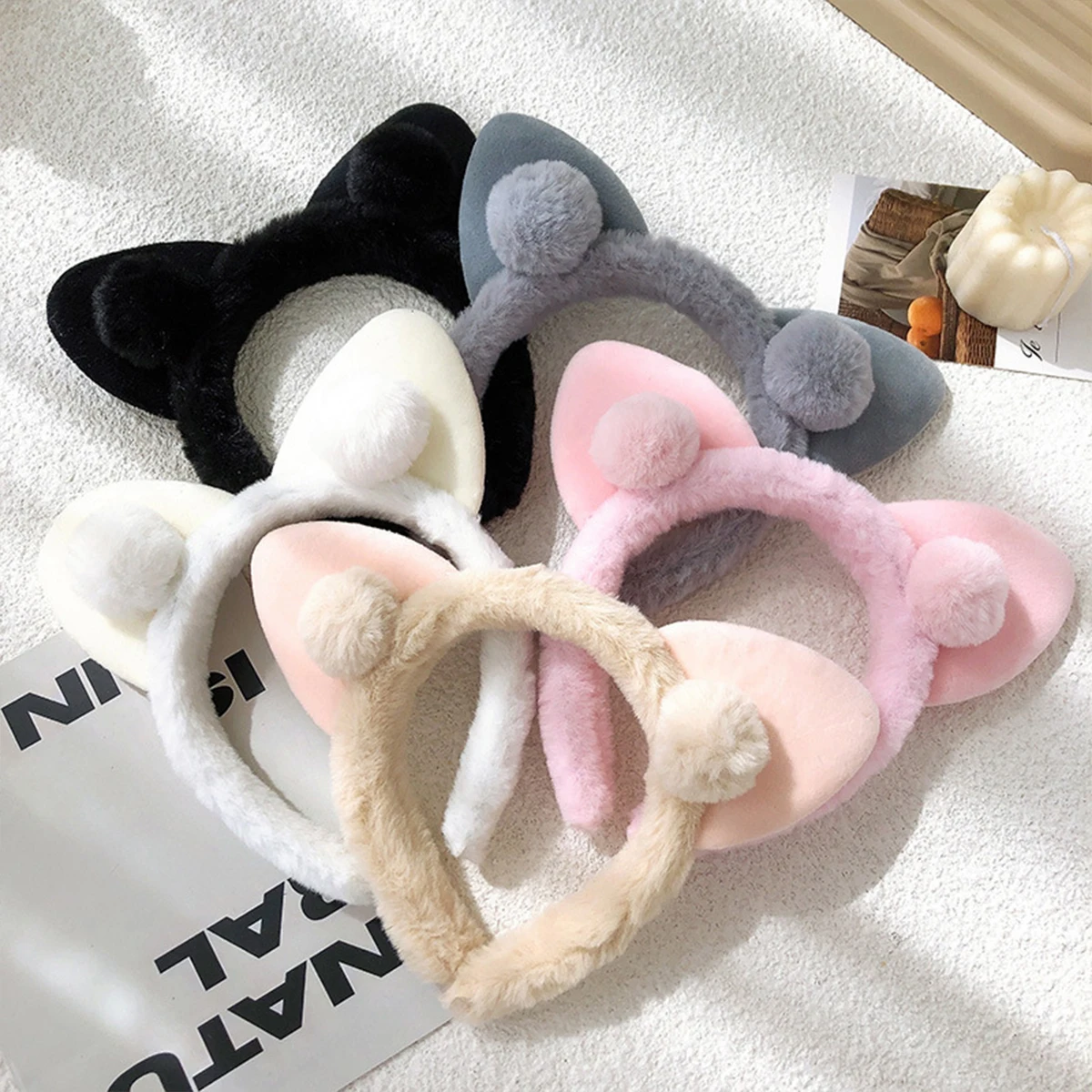 1pc nette katze ohren plüsch stirnband gesicht waschen weibliche prinzessin fee haarnadel stirnband haar ornament