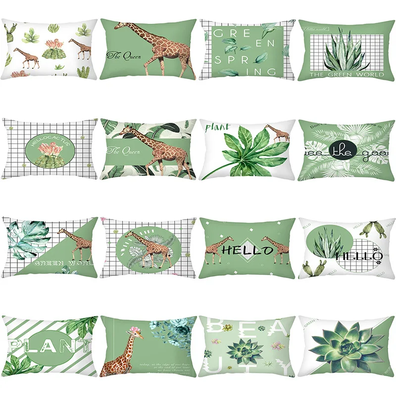 

Home decoration car pillowcase giraffe printed pillow rectangular waist sofa cushion cover