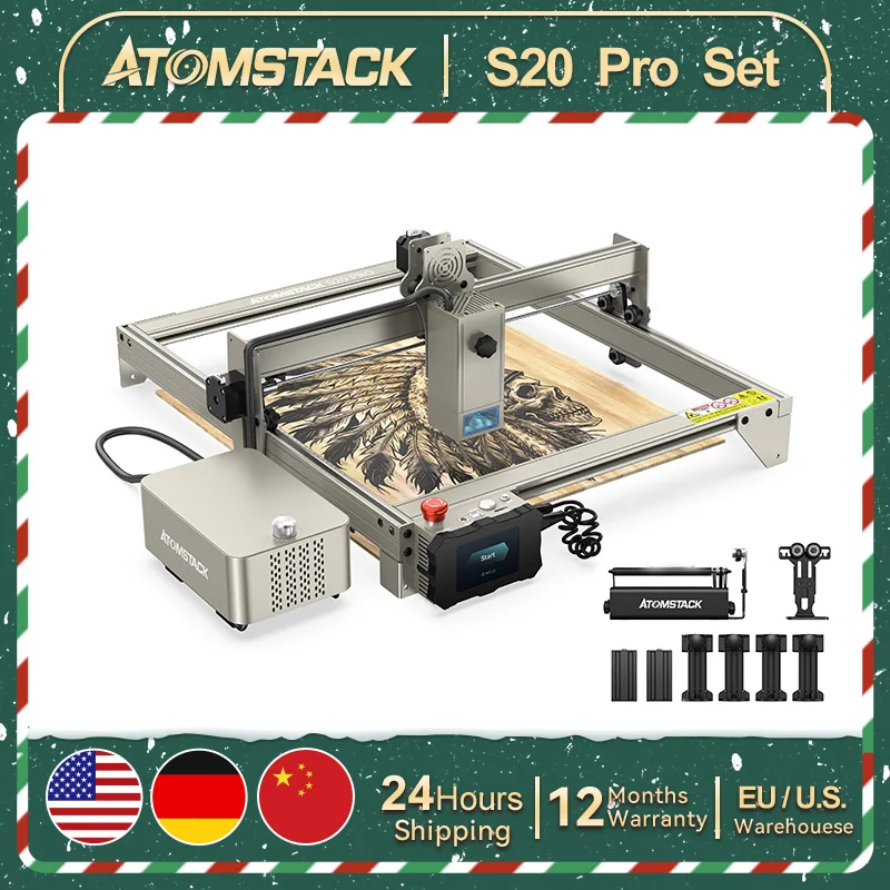 

AtomStack S20 A20 X20 Pro CNC 130W Laser Engraver Machine 410*400mm Offline Engraving Stainless steel Acrylic Wood DIY Marking