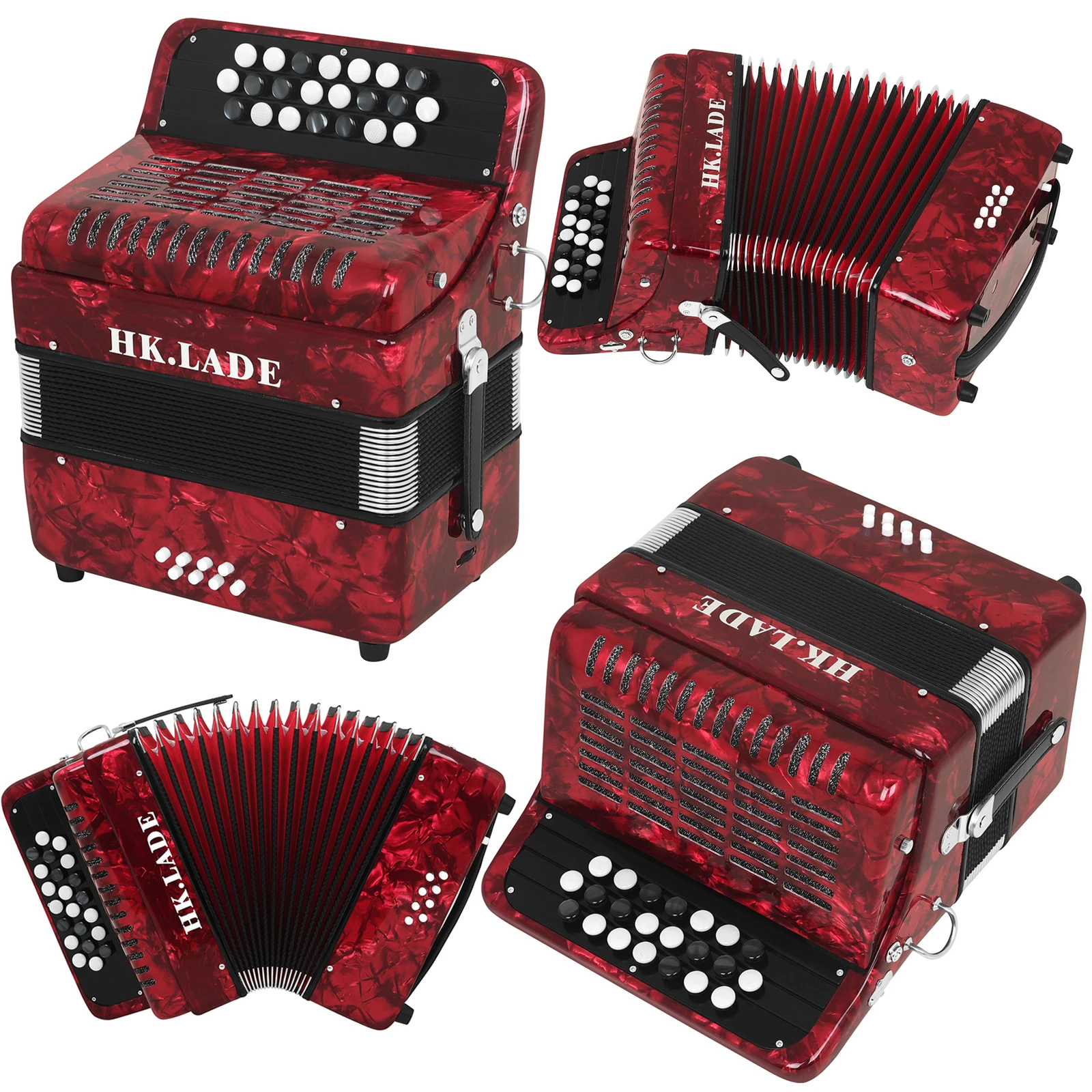 【美品】MMBAT 22鍵8ベース バヤンアコーディオン レッド ケース付 Hk・lade ah-10バヤンアコーディオン、22キー、8ベース、赤い