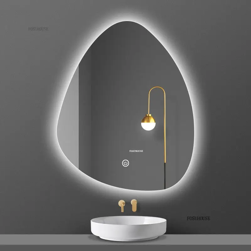Water Drop Shaped Smart Bathroom Mirrors Wall Mounted Special Shaped Mirrors for Bathroom Multifunctional Bedroom Makeup Mirror