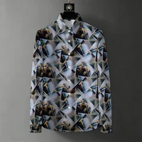 Chemise Homme Luxe à Imprimé Géométrique, Manches Longues, Printemps/Automne 2026, Infroissable, Décontractée Chic, Haut Polyvalent 5