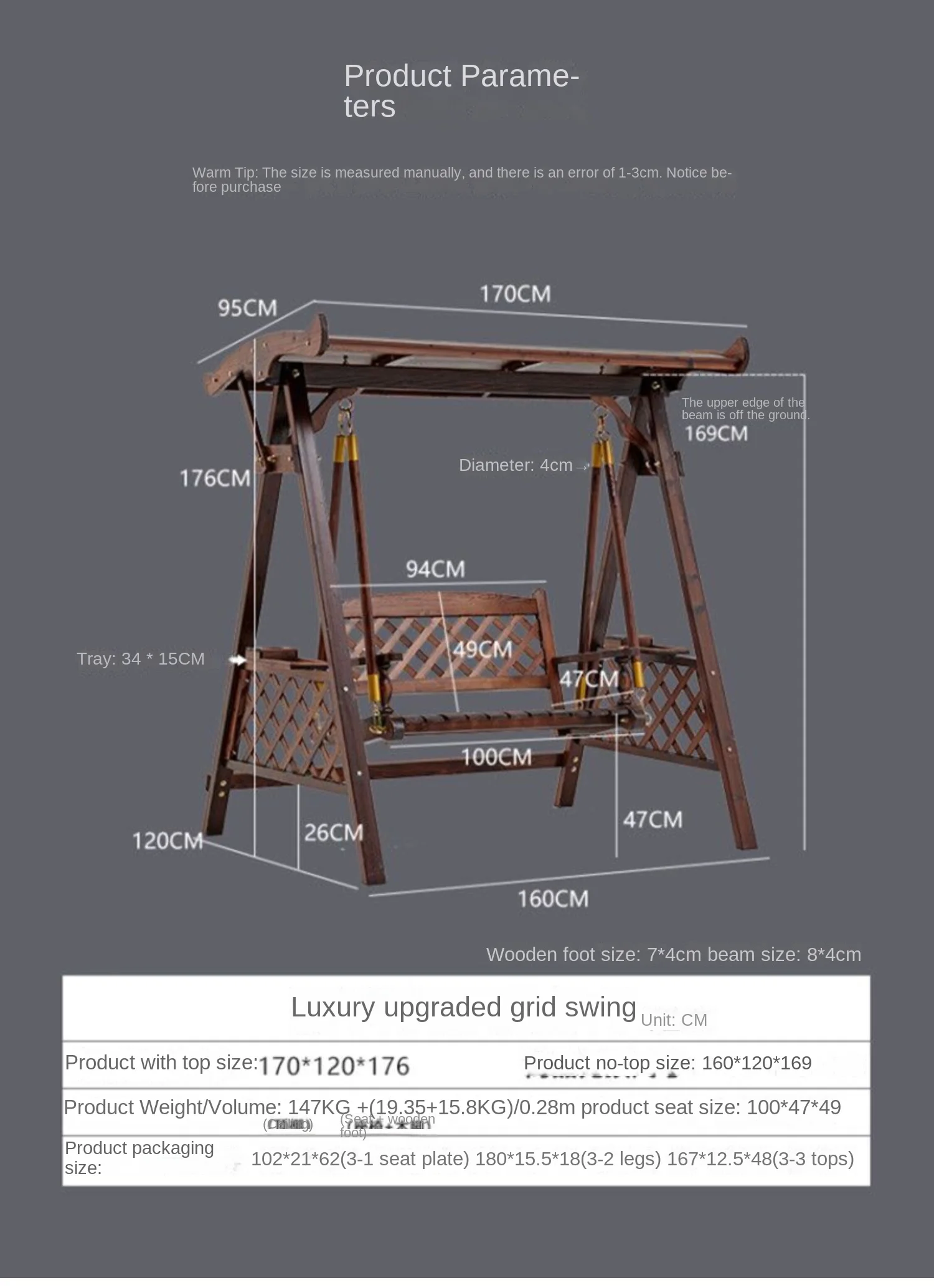 Swing Outdoor Courtyard Solid Wood Rocking Chair Villa Terrace Glider to Swing Double Adult Glider Hammock