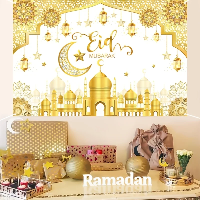 VIKAMA Eid Al Fitr Mubarak Background Banner Muslim Festival Background Ramadan Home Wall Decoration 3