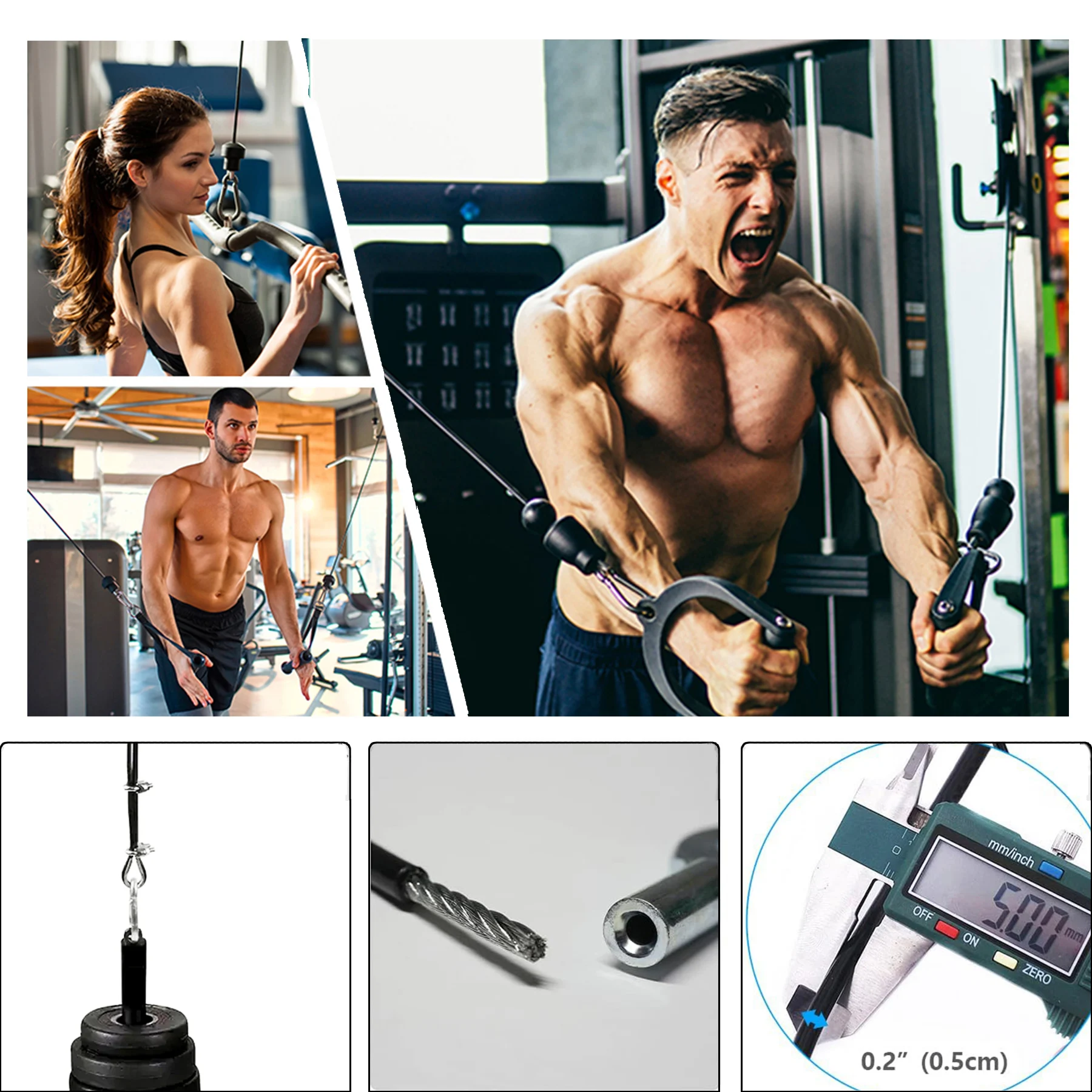 Gym Accessories Fitness Cable Pulley Fitness Pulley Cable Fitness Pulley 196 inch thick 5mm adjustable home gym pulley system replaces fitness cables gym pulley system accessories