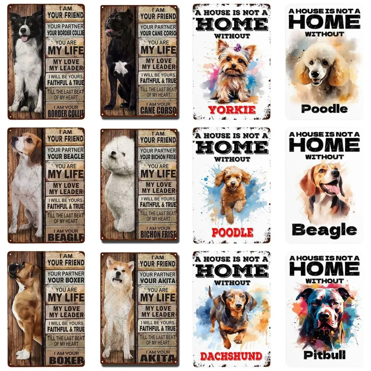 Retro Pitbull Metal Sign Beagle Sign A House Non È Una Casa Senza Barboncino Garden Sign Per Home Bar Decor 8X12 Pollici