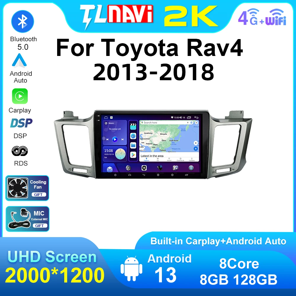 

Для 2013 - 2018 Toyota RAV4 10,1 дюймов Android авто GPS навигация автомобильное радио мультимедийный стерео плеер с Carplay RDS навигацией