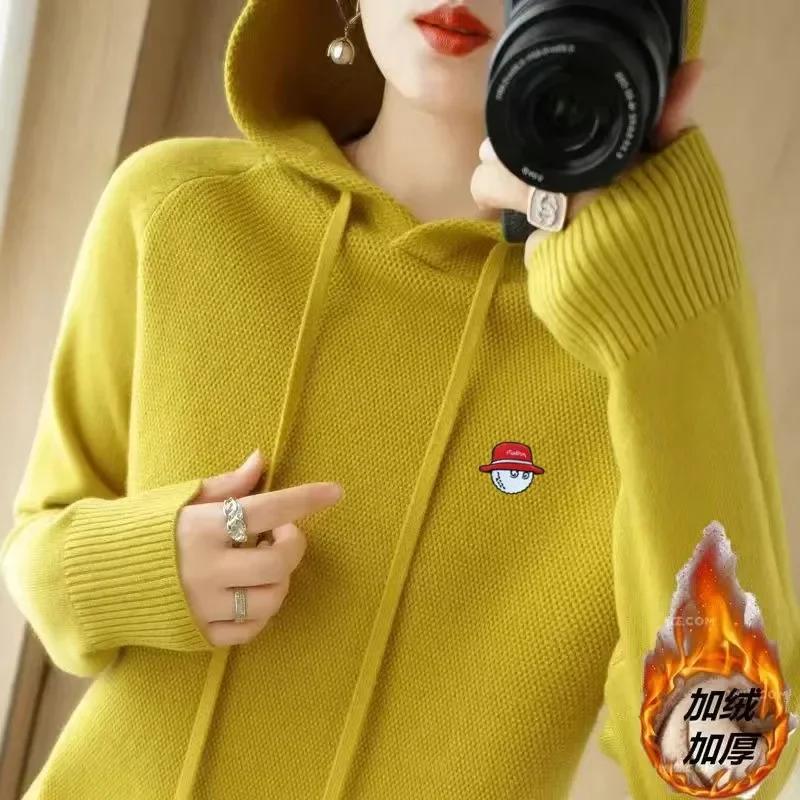 

Quality Winter Golf Knit Women's Golf Wear 2023 Golf Sweater Women's Golf Clothing One Piece Plush Thickened Bottom Shirt