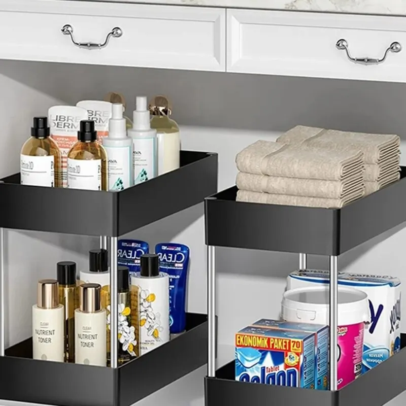 Under Sink Organizers Storage Multi-Purpose 2 Tier Bathroom