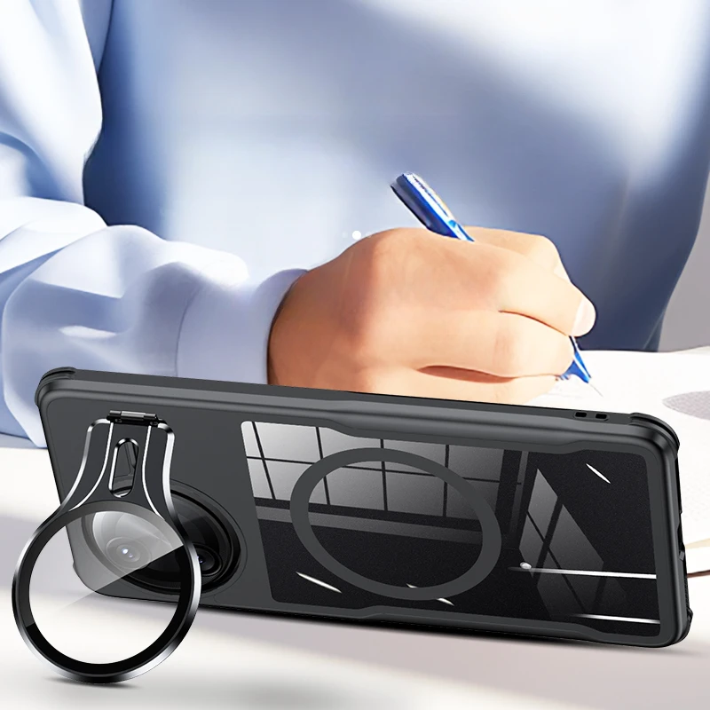 Magsafe-Compatible Shockproof Silicone Bumper Case with Lens Camera Holder