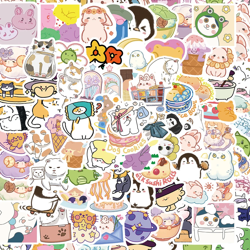 

10/30/50/100pcs Cute Animals Cartoon Stickers Aesthetic Decoration Decals DIY Scrapbooking Stationery Kawaii Sticker for Kids