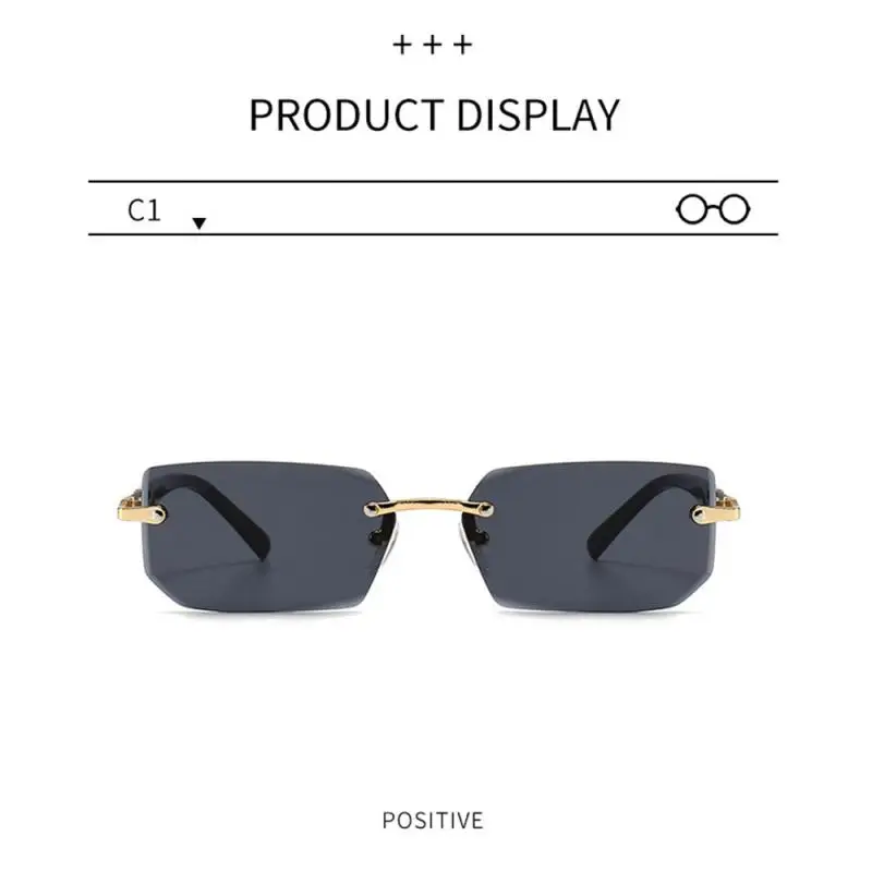 

Rimless Sunglasses Rectangle Popular Women Men Shades Small Square Sun Glasses Summer Traveling Oculos Outdoor Cycling Goggles