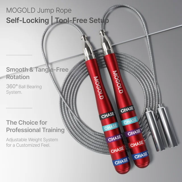MOGOLD Weighted Jump Rope Professional Bearing Speed Skipping Rope Home Gym Crossfit Workout Equipment