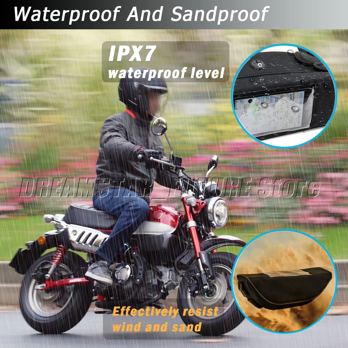 

For honda monkey 125 2018-2023 Waterproof motorcycle handlebar travel navigation bag