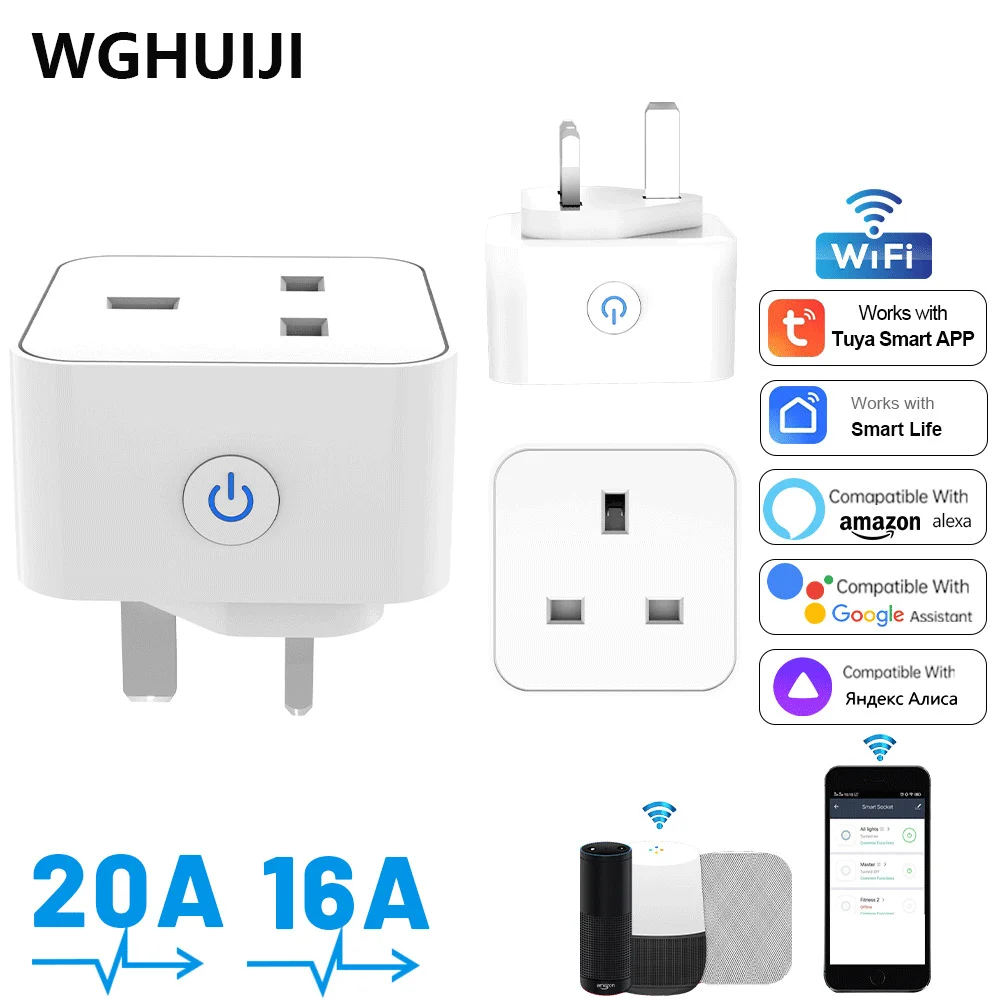 투야 스마트 3핀 영국 가전제품 알렉사 전원 소켓 WiFi/지그비3.0 어댑터 스마트 벽면 콘센트 CN 플러그 표준