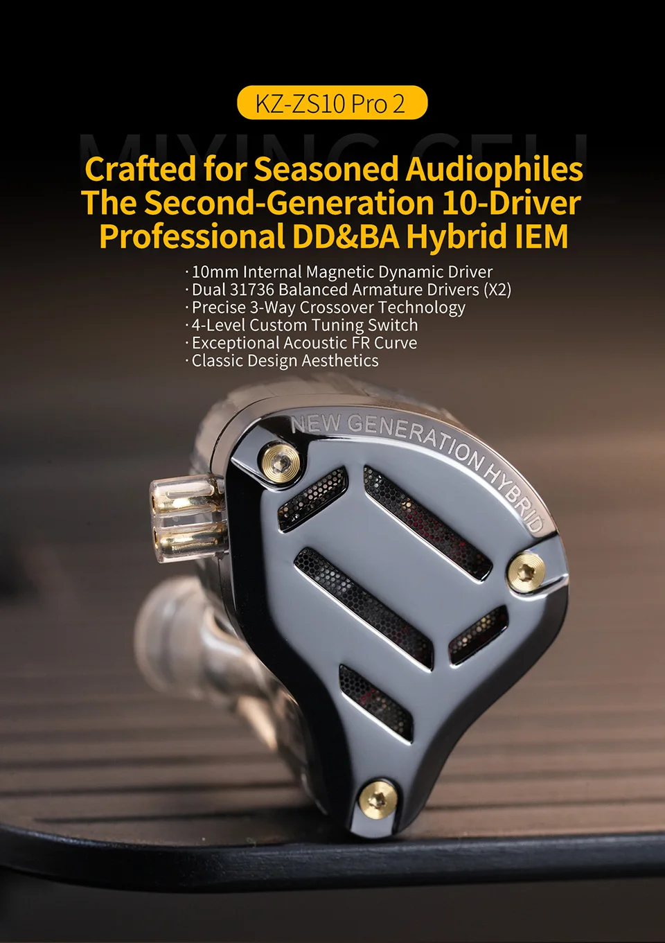 KZ ZS10 Pro 2 Metall-Kopfhörer HIFI In-Ear Bass-Ohrhörer 4-Stufen-Tuning-Schalter Kopfhörer ZAS ZAX ZSX ZSNPRO AS16PRO – Detail 1