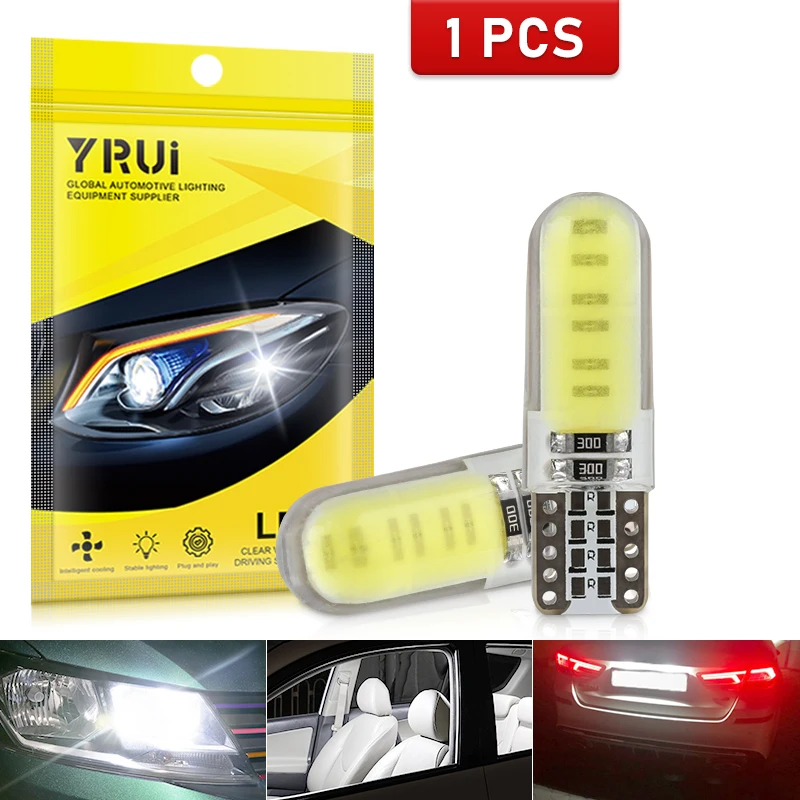 

YiRui NEW Car Signal Lgihts T10 W5W LED Bulbs COB 12V 12SMD White Auto Interior Dome Reading License Plate Wedge Side Trunk Lamp