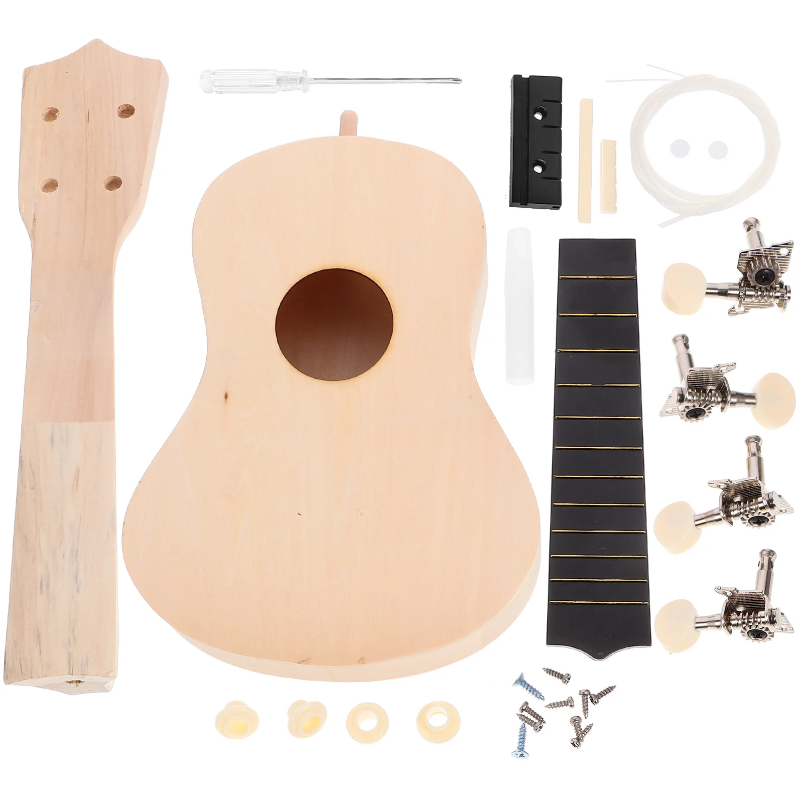 Ukulele Set Ukulele Diy Kit Hawaii Ukulele Kit Make Your Own Hand Painting Guitar Assembling Children Art Project Beige