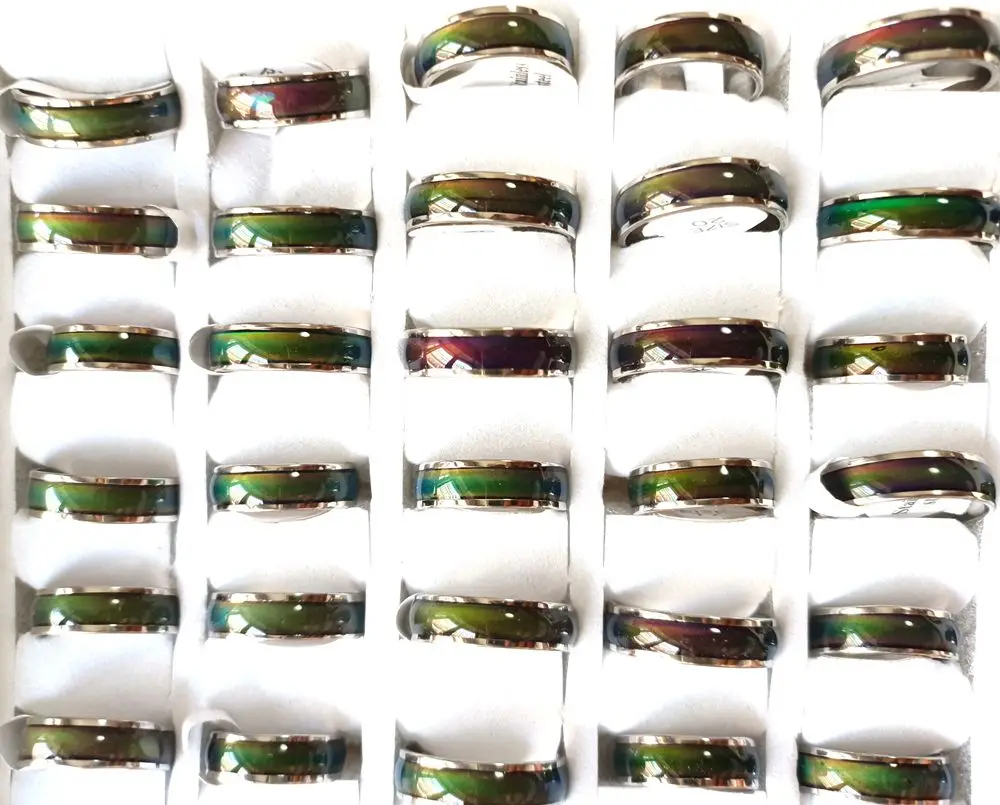 Großhandelsposten mit 20 und 100 Stück Stimmungsringen aus Edelstahl 316L, 6 mm breit – Detail 2