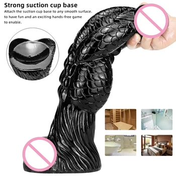 37*9.5CM Huge Black Monster Dildo Realistic Animal Penis Soft Anal Toys for Gay Men with Suction Cup Big Dick 18+ Adult Sex Toys 4
