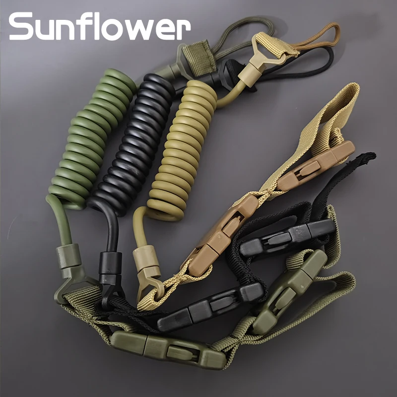 

Tactical Military Lanyard Multi-purpose Spring Lanyard Pistol Secure Lanyard Rifle Sling Strap Shooting Hunting Gun Accessories