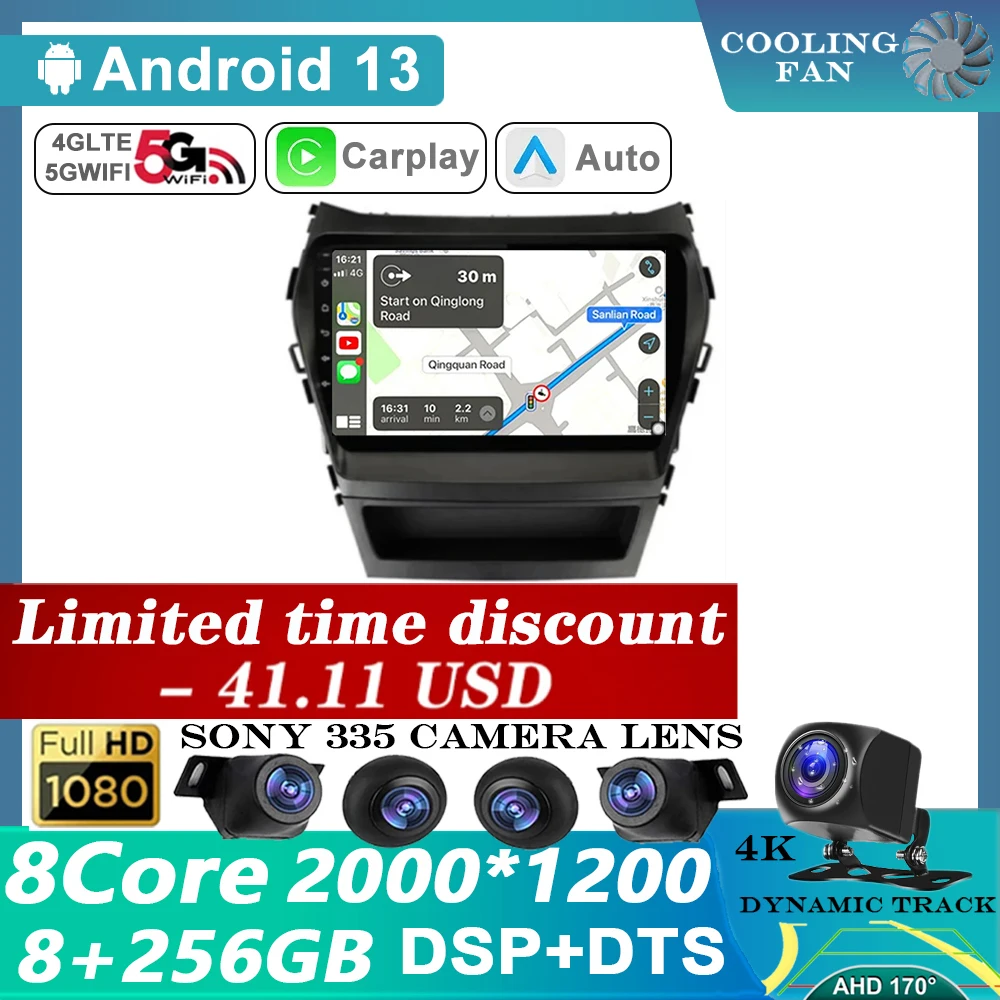 

Android 13 Carplay Auto Car Radio For Hyundai Santa Fe 3 IX45 2013 2014 2015 2016 2017 Multimedia Player Navi 2din Autoradio GPS