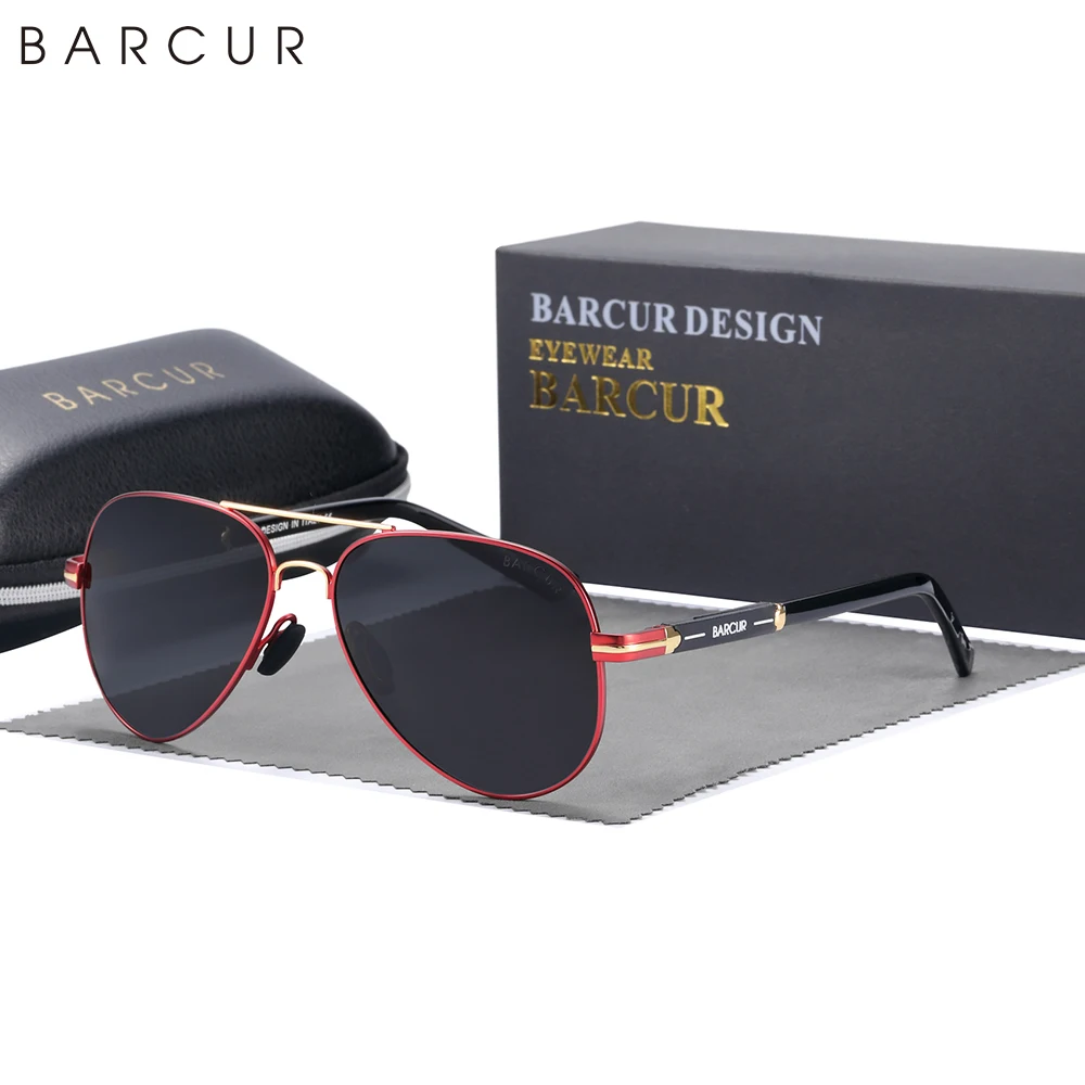 Barcur polarisierte herren sonnenbrille pilot sonnenbrille für männer zubehör fahren angeln, wandern brillen oculos gafas de sol – Detail 10