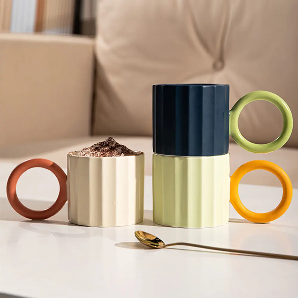 

WSHYUFEI Coffee Cup Household Ceramic Mug Hanging Ear Coffee Cups Household Products Modern Minimalist Contrasting Colors
