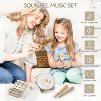 1Set Baby Wooden Squirrel Pattern Musical Instruments Montessori Multi-function Musical Game Interactive Instrument Newborn Gift 2