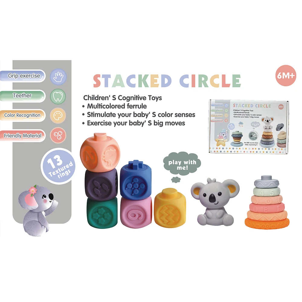 Baby Toys 6-12 Months, Montessori Toys for Babies 6-12 Months, Incl Stacking Building Blocks & Soft Infant Teething Toys & Senso 6