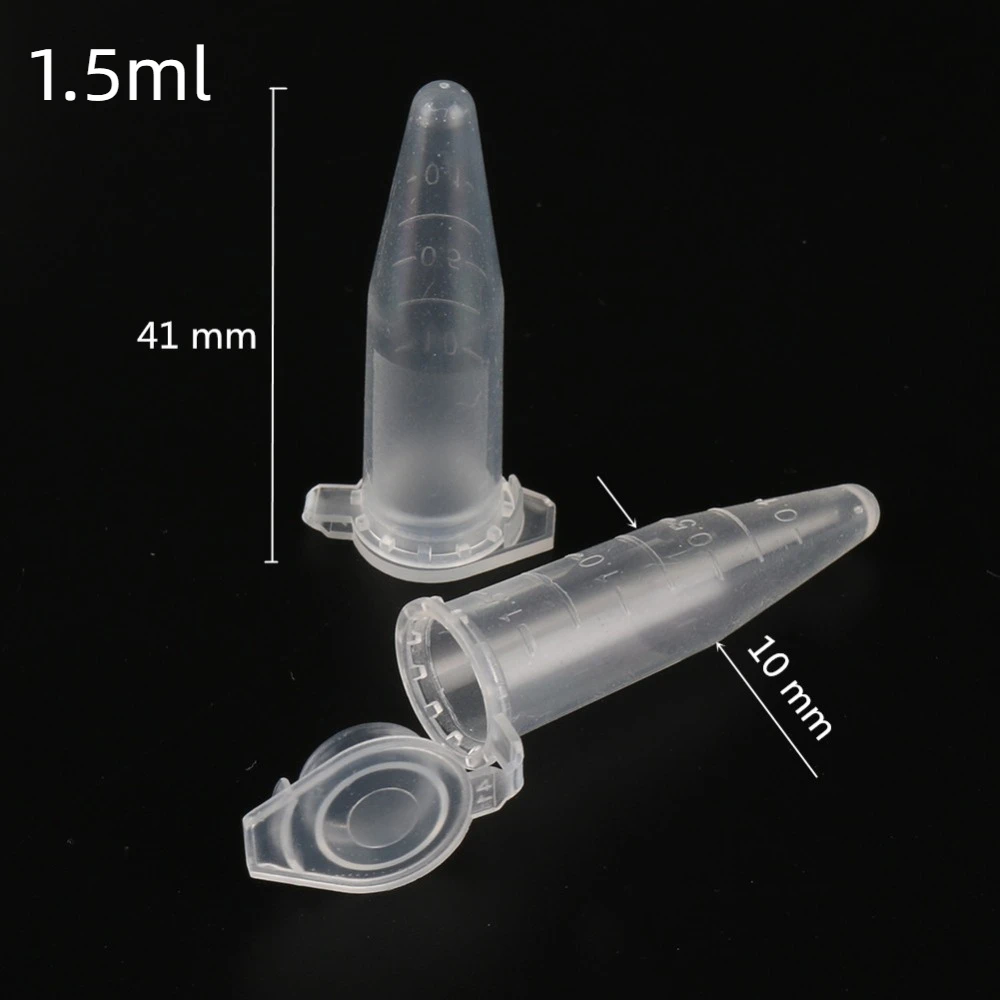 Plastic Test Tubes Centrifuge Tube 0.5/1.5/2 ML Clear Micro Plastic Test Tube Centrifuge Vial Snap Cap Container Laboratory Sample Specimen School Stationery