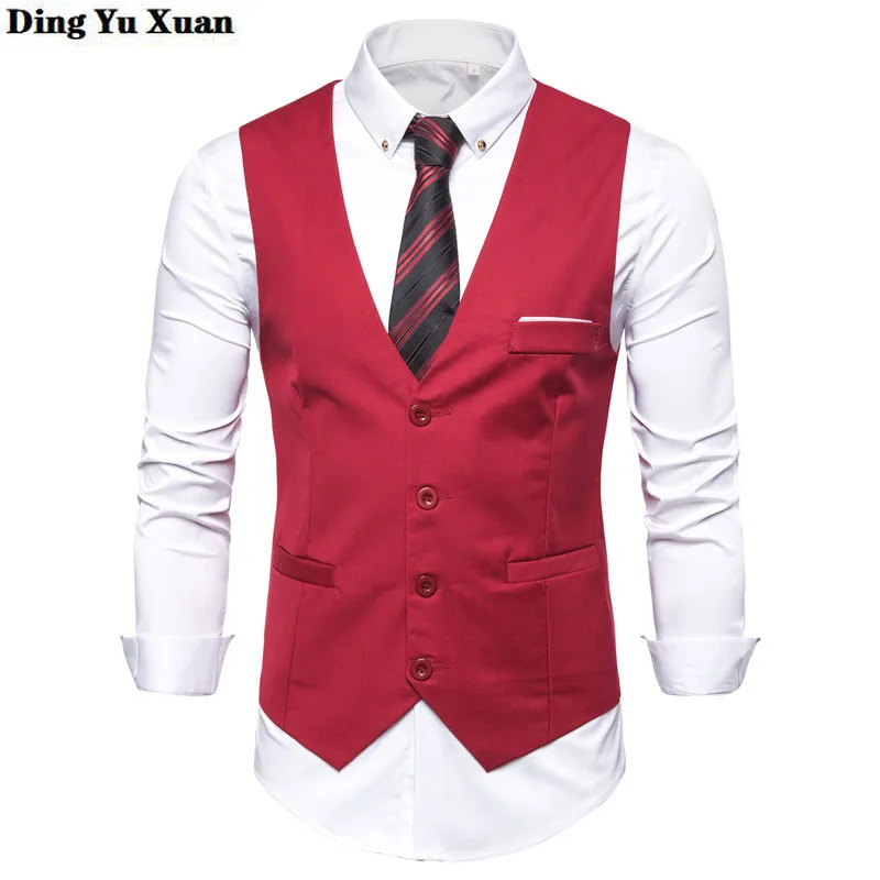 

Men's Black Red Blue Classic Slim Fit Vests Dress Waistcoat Sleeveless Suit Jacket Gentlemen Formal Suit Vest for Men 5XL 6XL