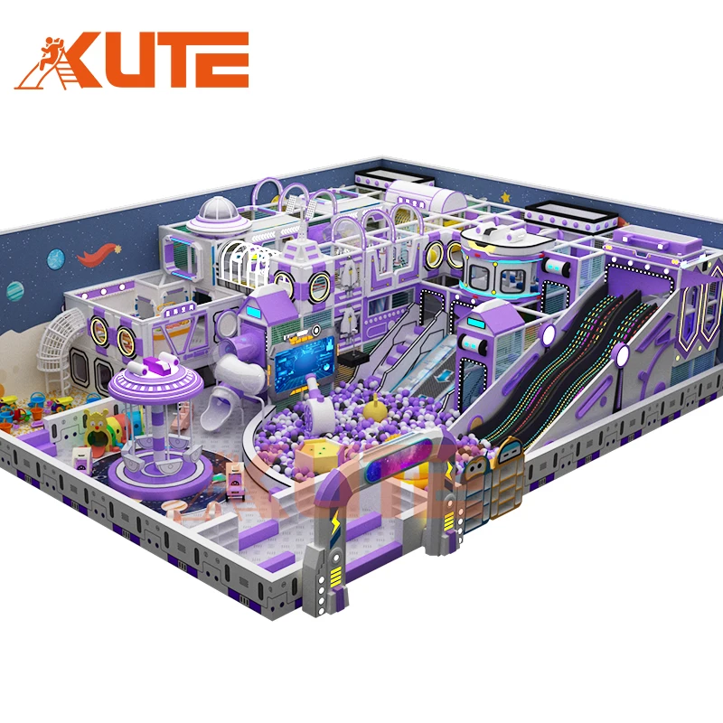 Children Indoor Play Solutions Customized Commercial Kids Space Theme Large Slide Indoor Playground Equipment With Ball Pool