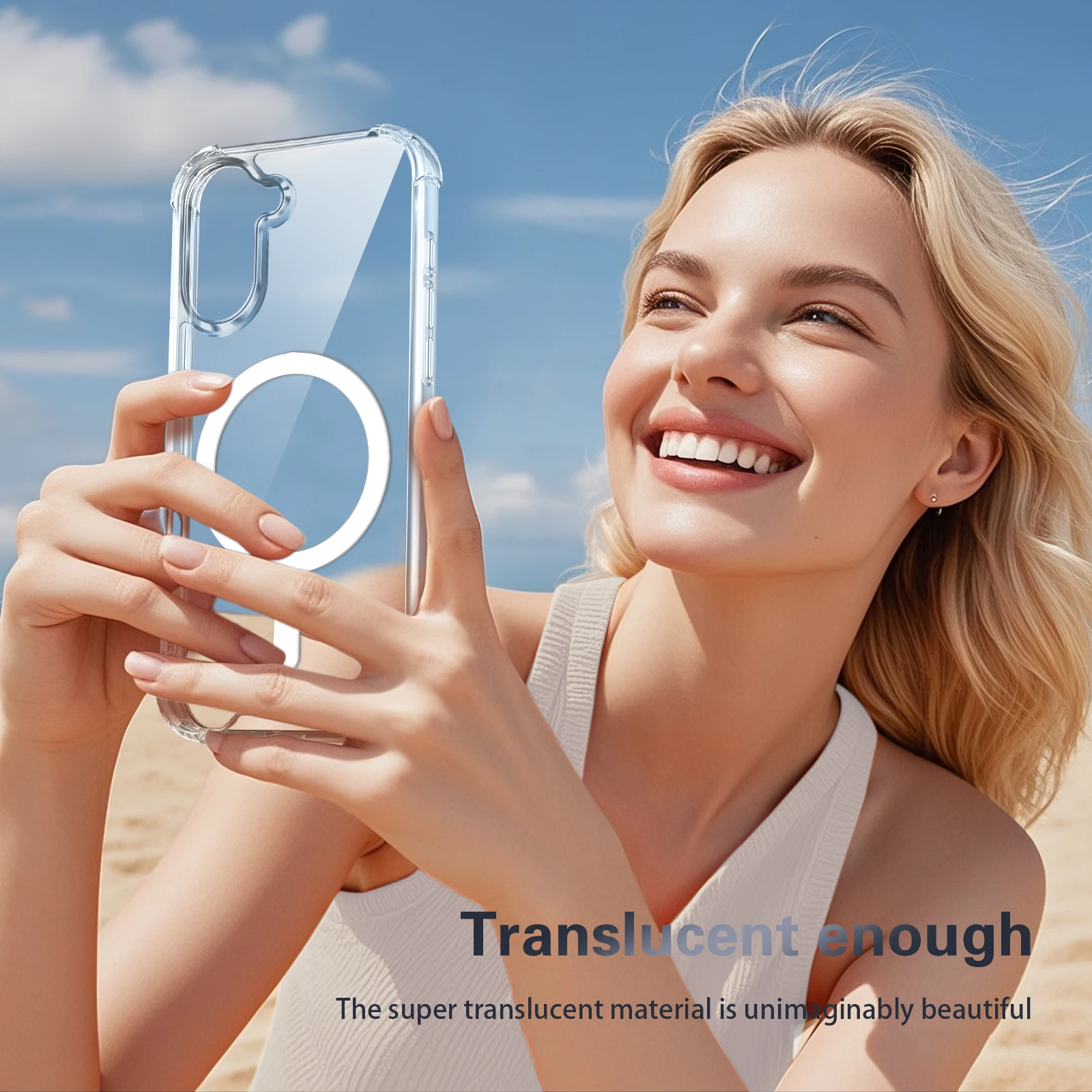 Luxury Magnetic Transparent Phone Case with Airbag Shockproof Protection