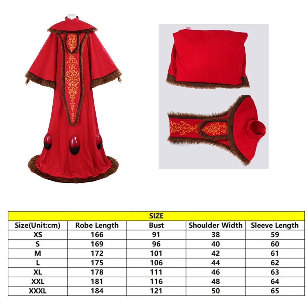 thumbnail image 1 of Disfraz de Padme para cosplay, disfraz de batalla espacial de fantasía para mujer adulta, túnica roja, peluca, vestido, capa, trajes, accesorios para fiesta de carnaval y Halloween, 1 of 5