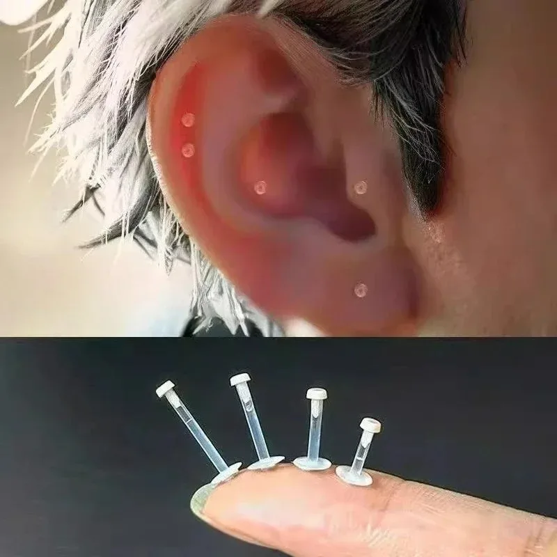 Transparent Invisible Acrylic Lip Studs Straight Rod Soft Stick Piercing Body Jewelry Eyebrow Studs Wholesale Piercing Jewelry