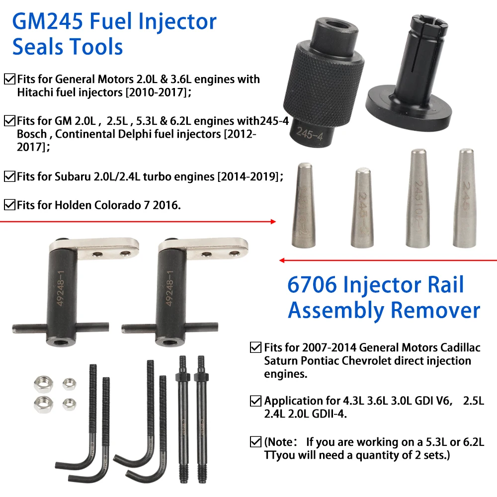 En-49248 49245 Entfernungs werkzeug für Einspritz schienen und gm245 Werkzeuge für Einspritz düsen dichtungen en-51105, de-für gm-Motoren – Detail 6