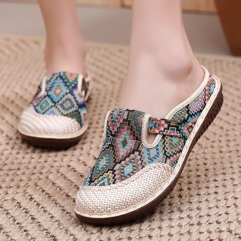 Women's Non-slip Cloth Shoes Summer Breathable Linen Sandals and