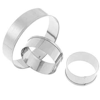 3/5pcs/set Metal Round Circle Shape Cookie Cutter Mold Fondant Pastry Mousse Cake Mold Decorating Kitchen Stencils Accessories