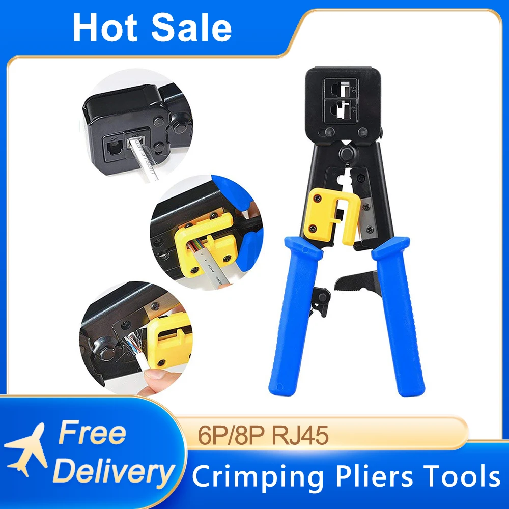 

6P/8P RJ45 Crimping Pliers Tools Hand With LAN Cable Stripper Wire Cutting Crimper for Cat6 Cat5 Cat5e Network Repair Fast Ship