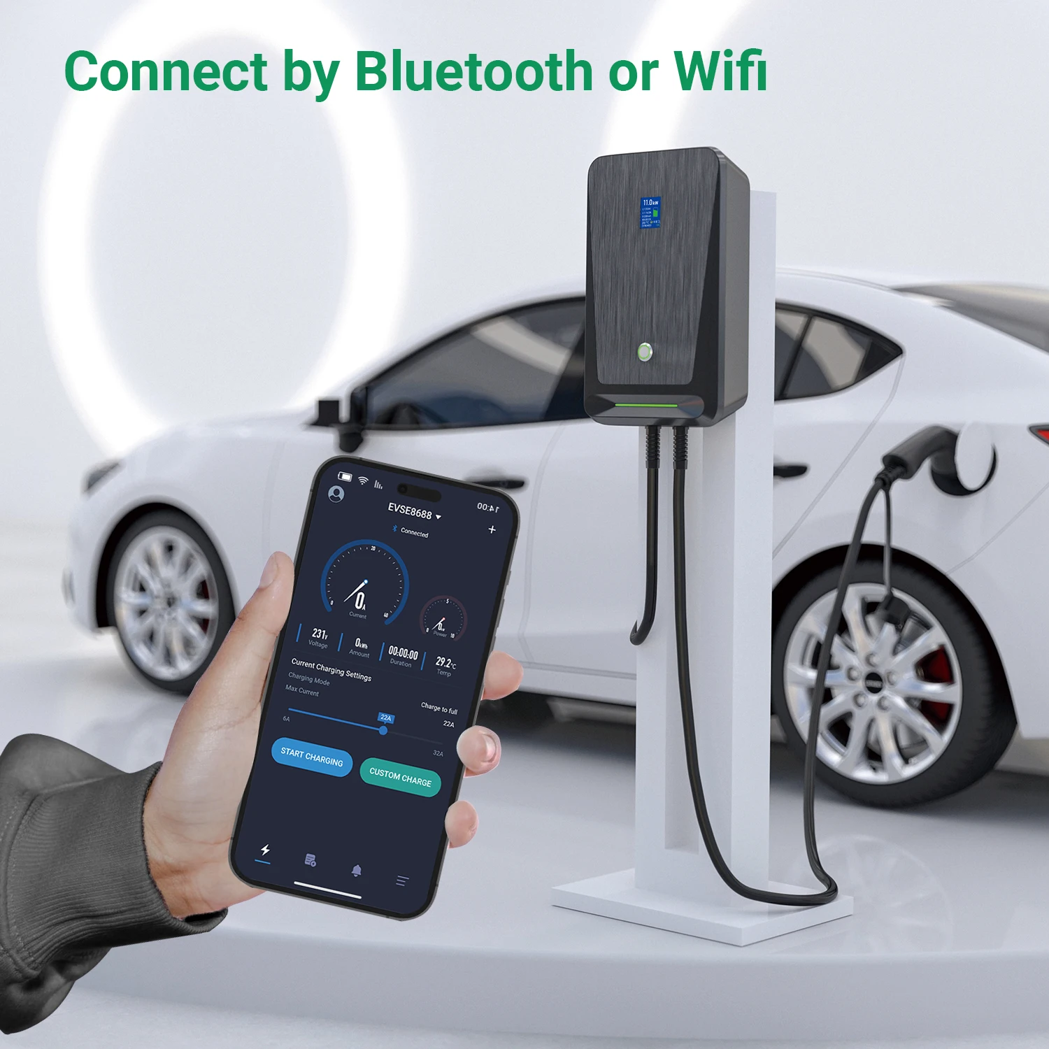EV Charger Type 2 APP Wifi Control 16A 3 Phase Electric Car Charging Station EVSE Wallbox with 6.1M Cable 11KW 17 EV Charger Type 2 APP Wifi Control 16A 3 Phase Electric Car Charging Station EVSE Wallbox with 6.1M Cable 11KW 8