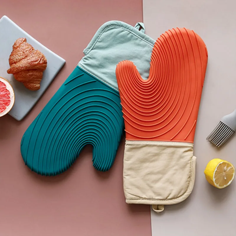 

Kitchen Silicone Heat Proof Gloves Baking Oven Microwave Oven Special Thickened Heat Resistant Nordic Minimalist Kitchen Tool