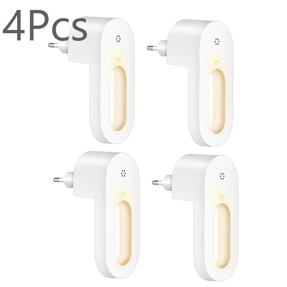 4X 2X Wireless Intelligent Night Bulb LED Light Sensor Lights EU Plug Warm White Plug-in Wall Emergency Lamp for Hallway Bedroom bright night light Night Lights