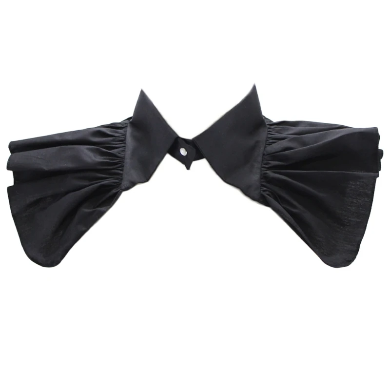 

Women Gothic Vintage Black Fake Collar Dickey Pleated Shawl Scarf Capelet